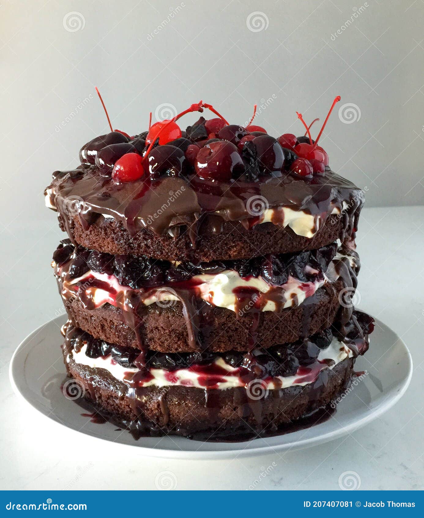 Version Americaine D Un Gateau De Foret Noire Image Stock Image Du Nourriture Dessert