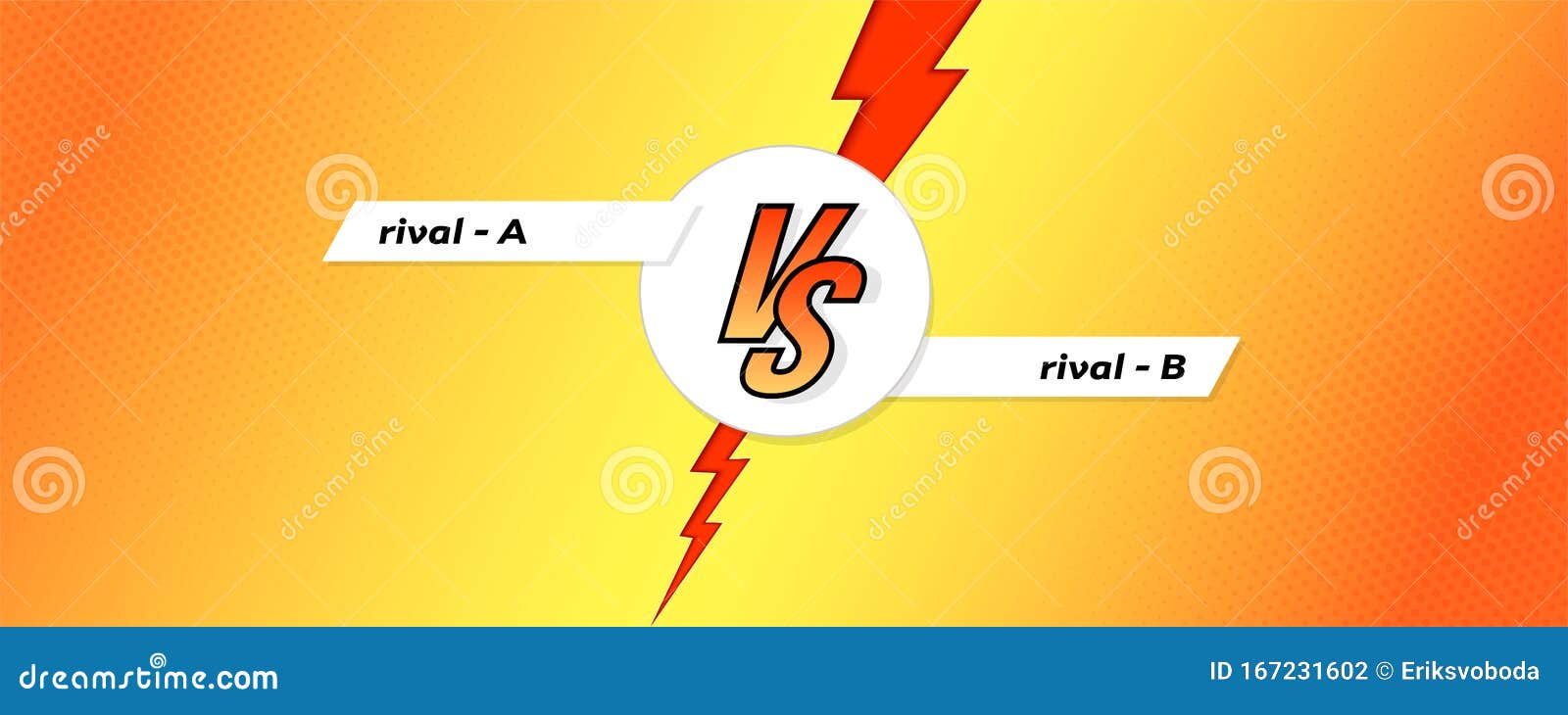 Comparación de dos teléfonos inteligentes diferentes. vs fondo con  relámpago para comparar. ilustración.