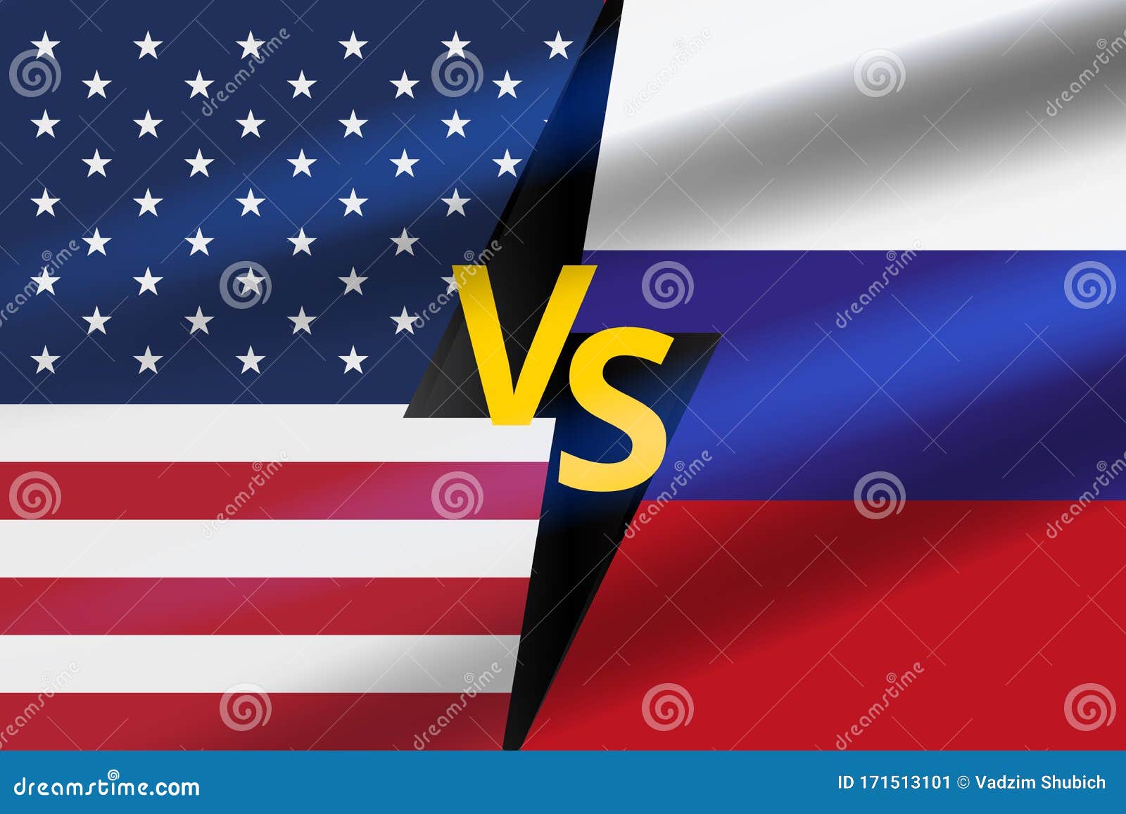 Versus Battle Background. USA VS Russia Fight and Battle. Concept with