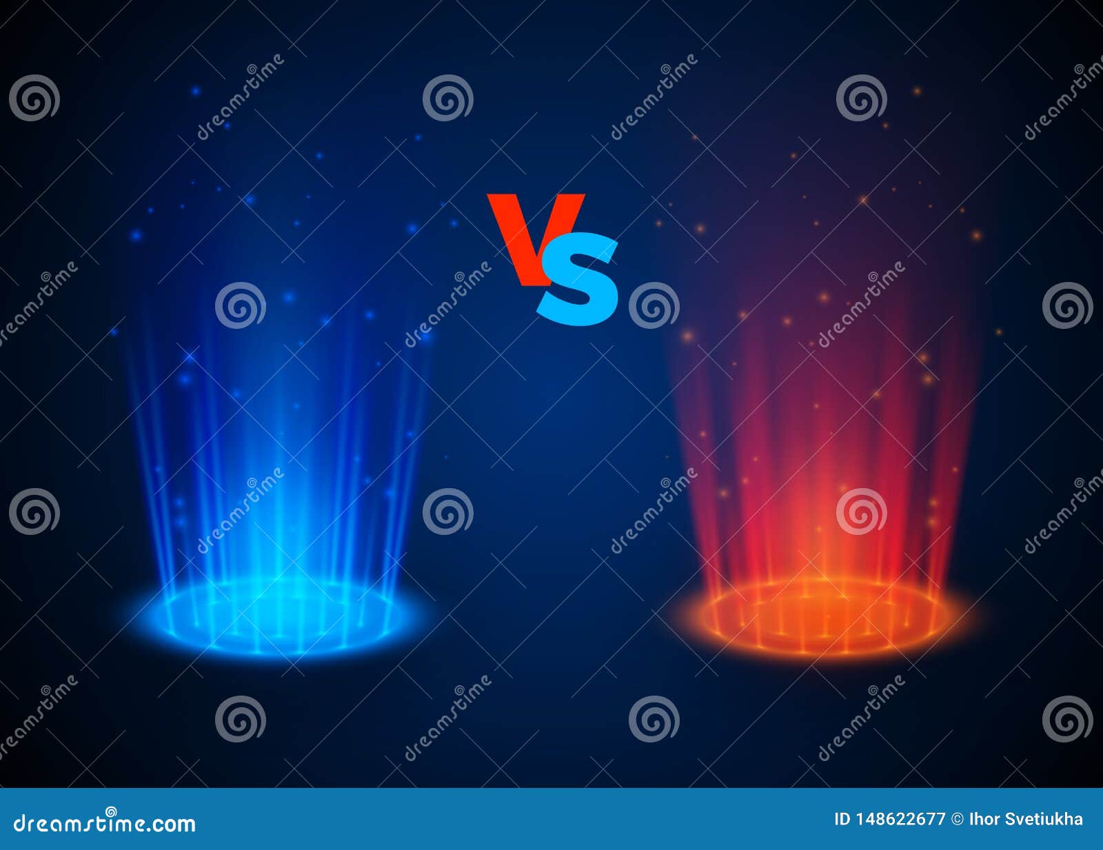 Versus glowing teleport effect on floor vs battle Vector Image