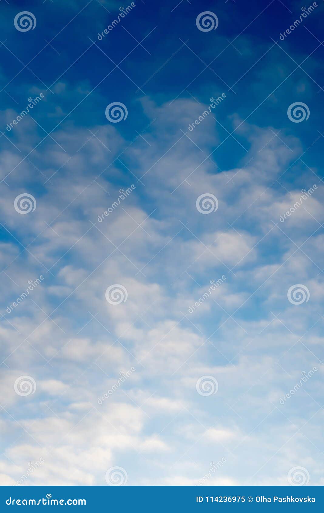 Vertical Background with Natural Blue Sky and Soft Clouds Stock Image ...