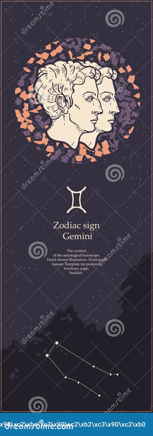 Zodiac Sign Gemini. the Symbol of the Astrological Horoscope. Hand ...