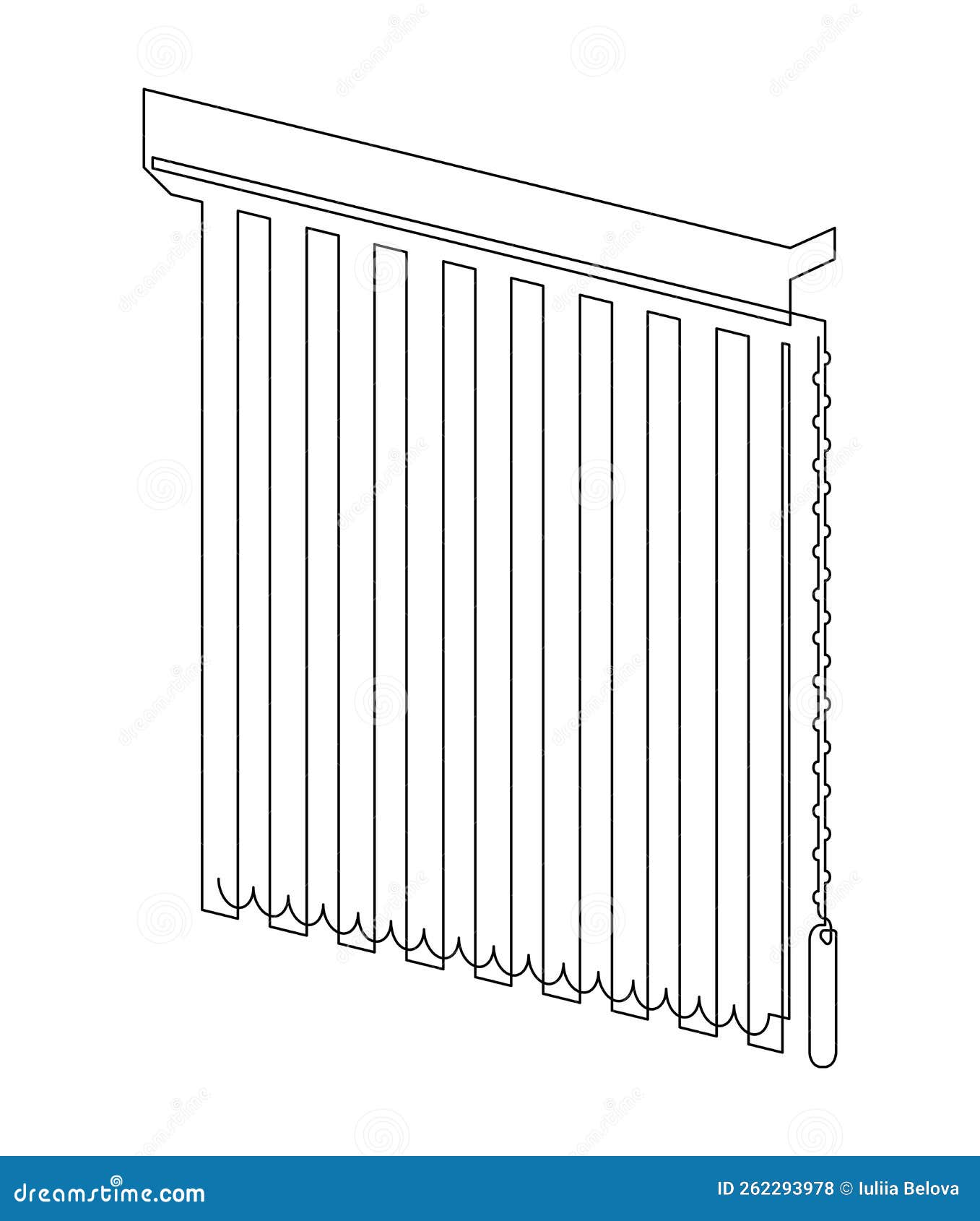 Vertical Blinds for Windows. Interior Element. Continuous Line Drawing