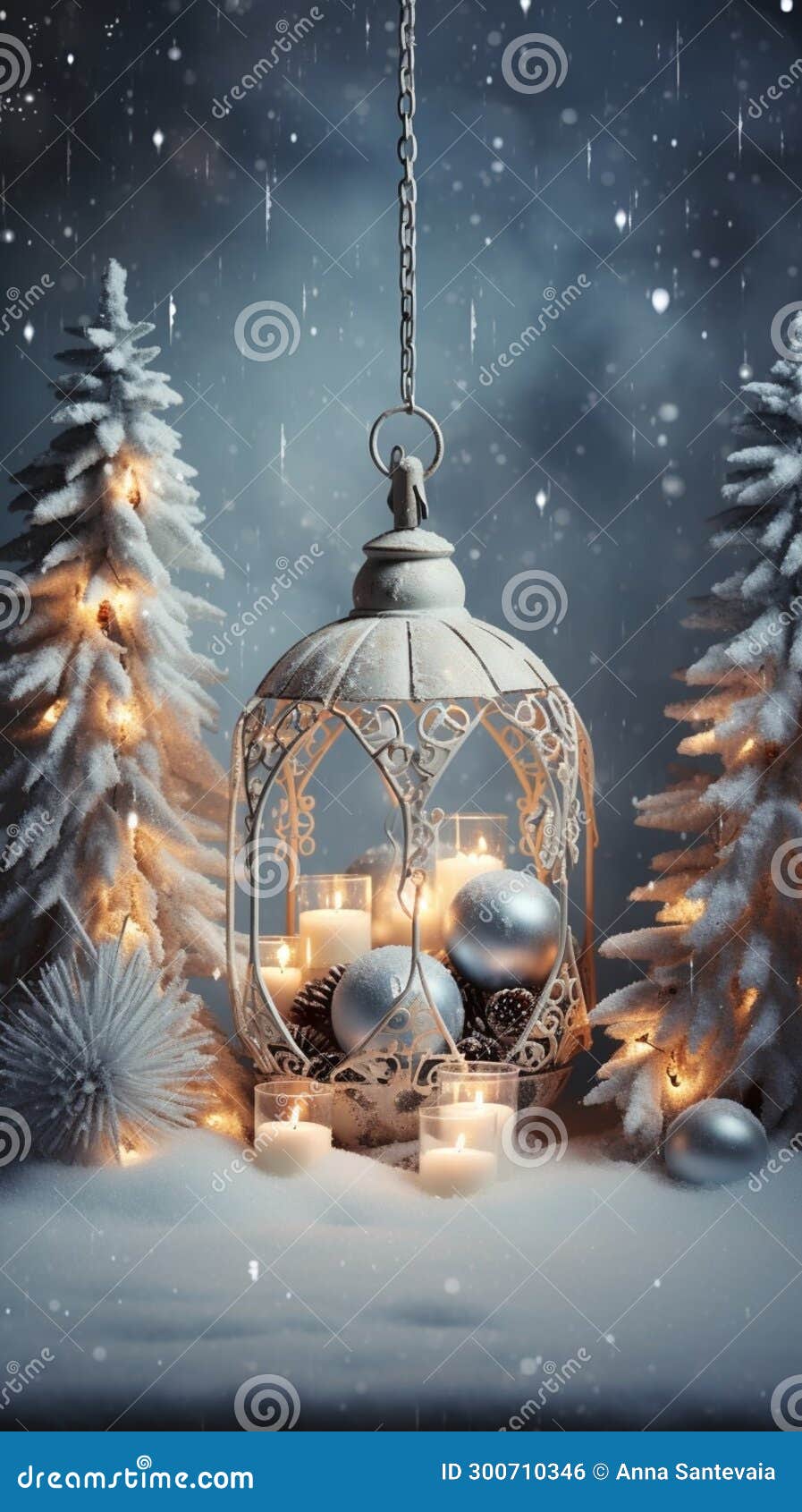 Vertical Christmas Lights Decoration, Winter Snow Candlelight ...