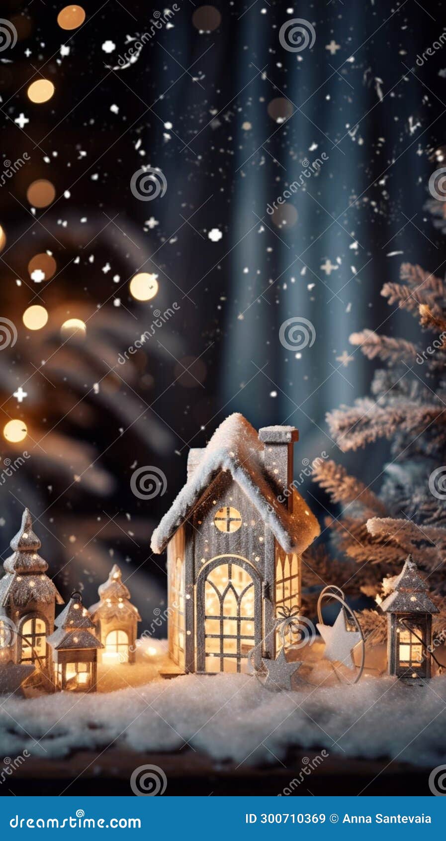 Vertical Christmas Lights Decoration, Winter Snow Candlelight ...