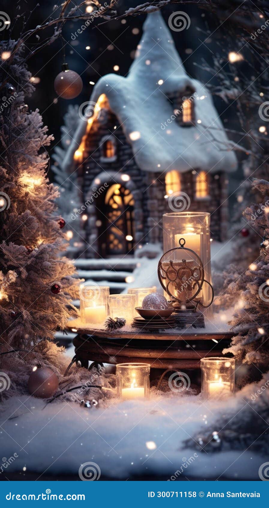 Vertical Christmas Lights Decoration, Winter Snow Candlelight ...