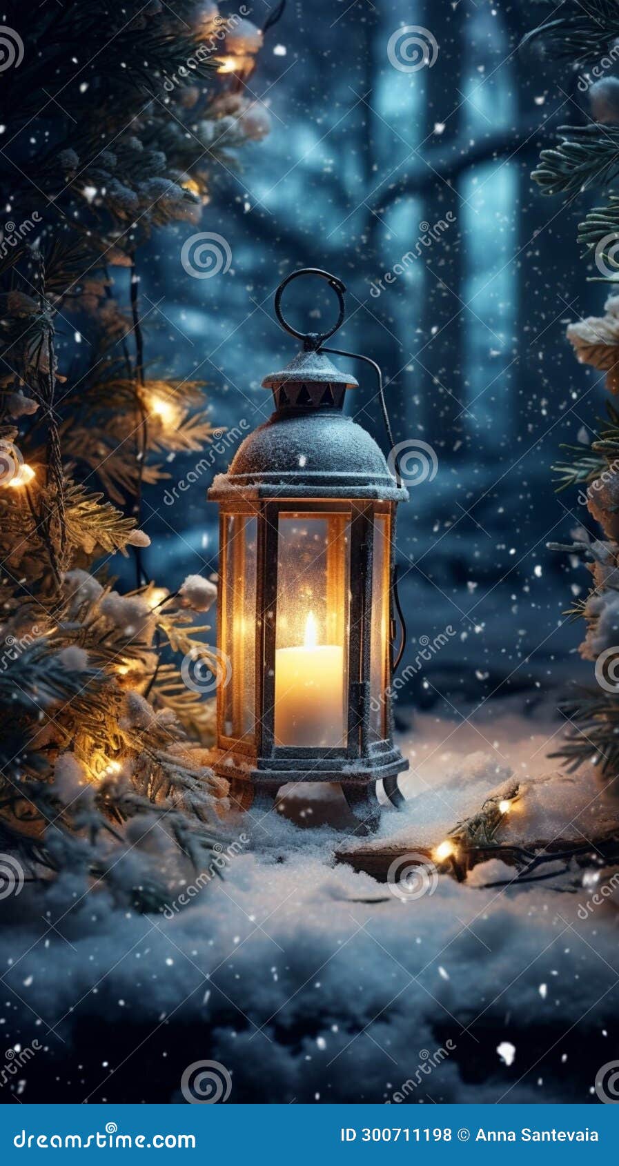 Vertical Christmas Lights Decoration, Winter Snow Candlelight ...