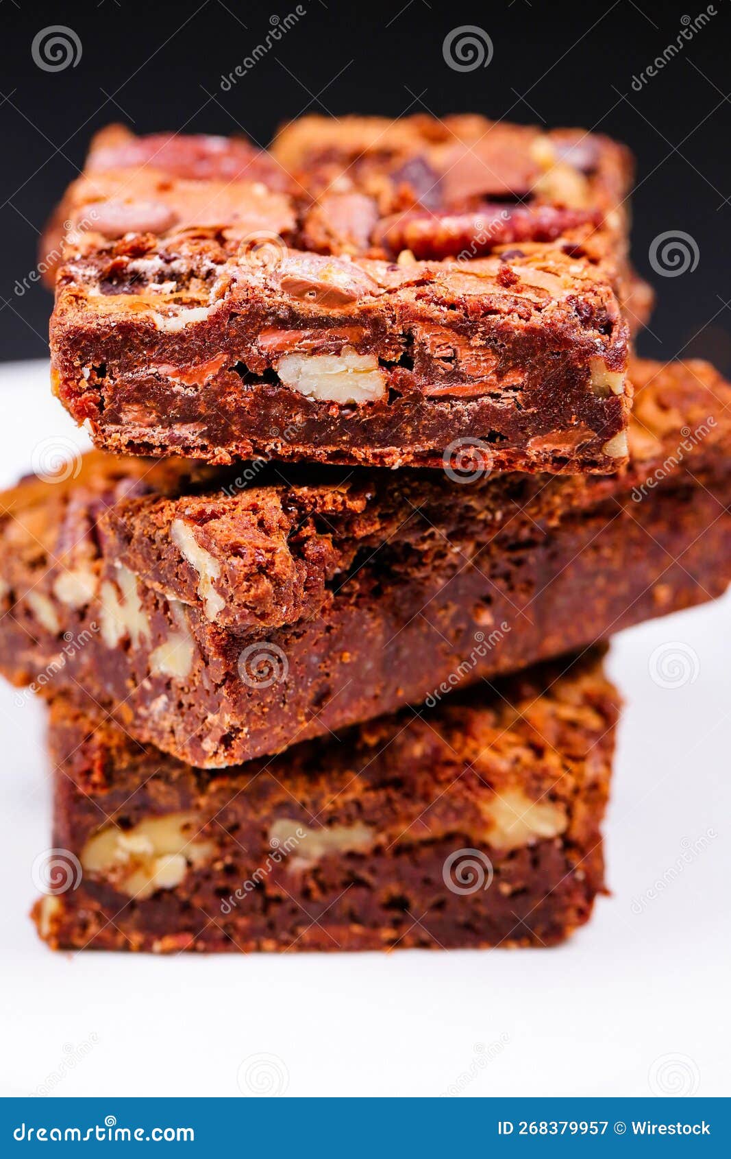 Vertical Closeup of Brownies on Top of Each Other. Stock Image Image