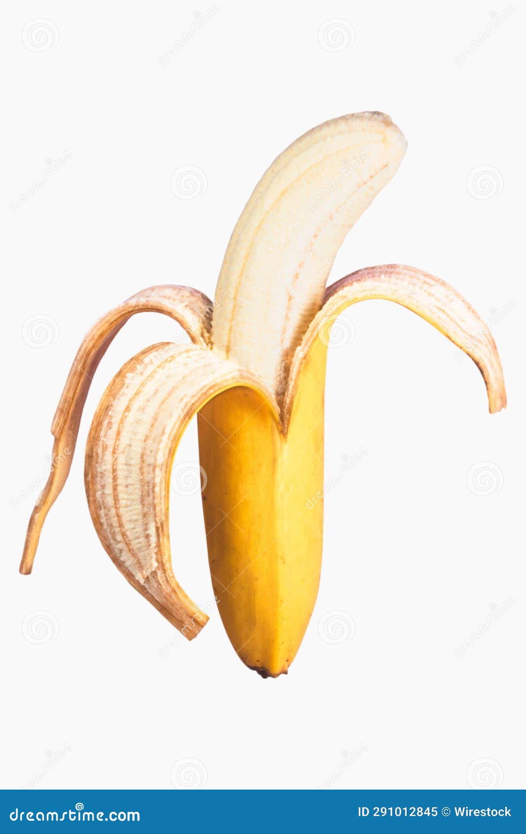Vertical Closeup of an Isolated Banana Peeled in Half Stock Image Image of tasty, sweet 291012845