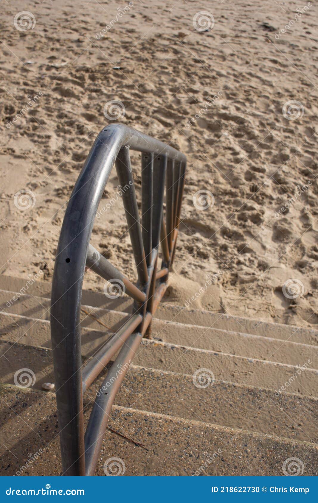 Vertical Drop Picture of a Metal Decorative Handrail Leading Down To ...