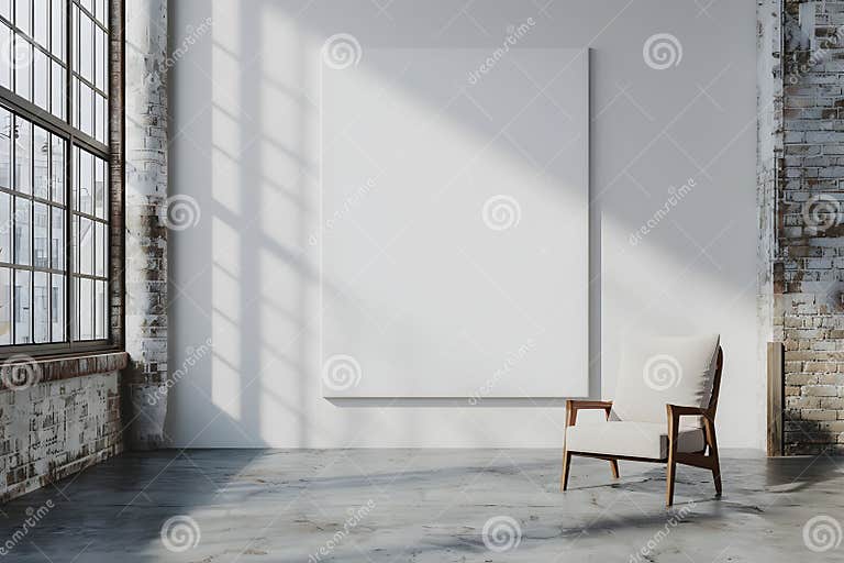 Vertical empty extra large blank canvas for wall art mockup modern
