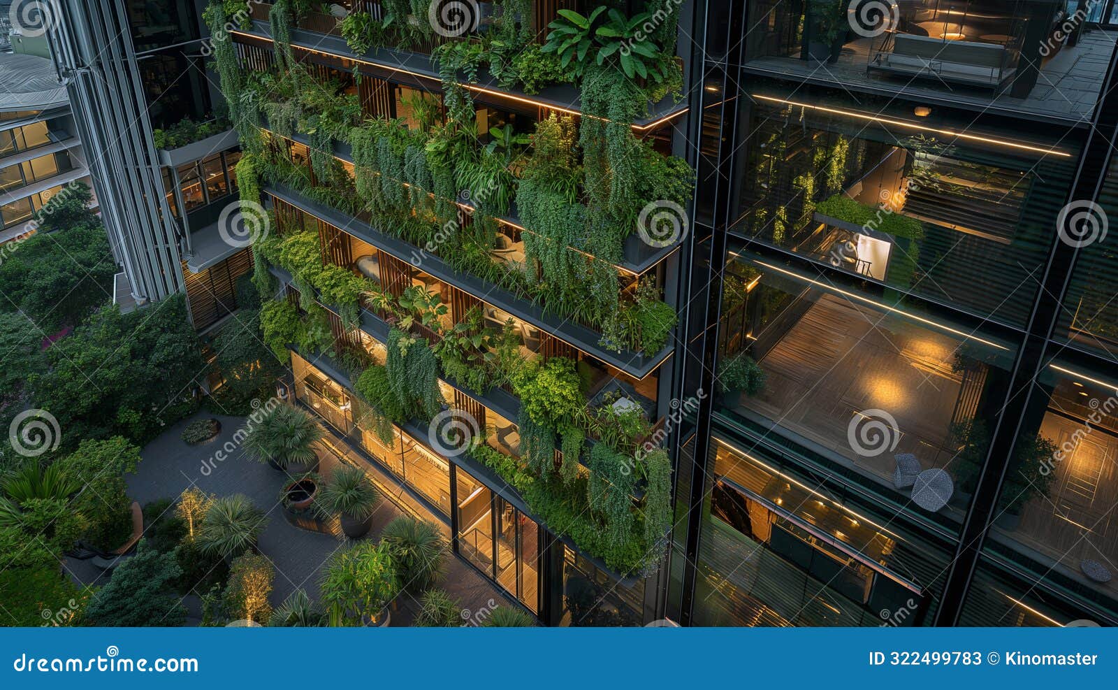 vertical garden facade of modern building. generative ai