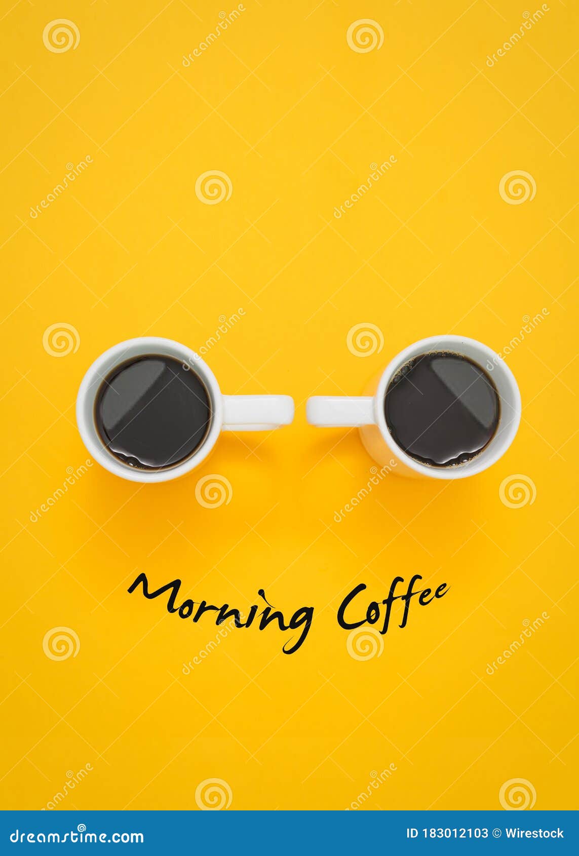 Download Vertical High Angle Shot Of Two Cups Of Coffee On A Yellow Background With Morning Coffee Writing Stock Image Image Of Aroma Mocha 183012103 Yellowimages Mockups