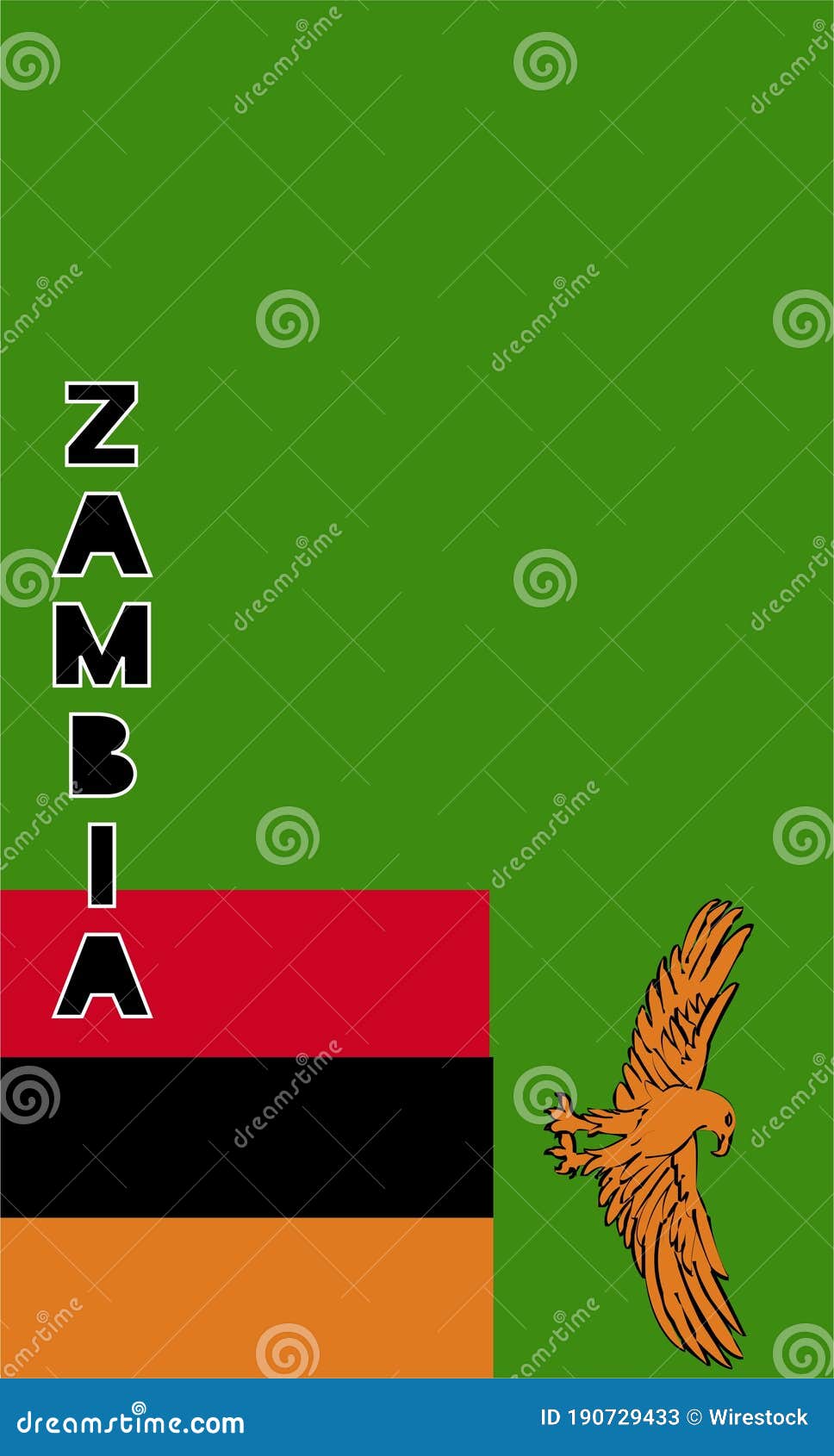 Vertical Illustration of the Flag of Zambia Stock Illustration
