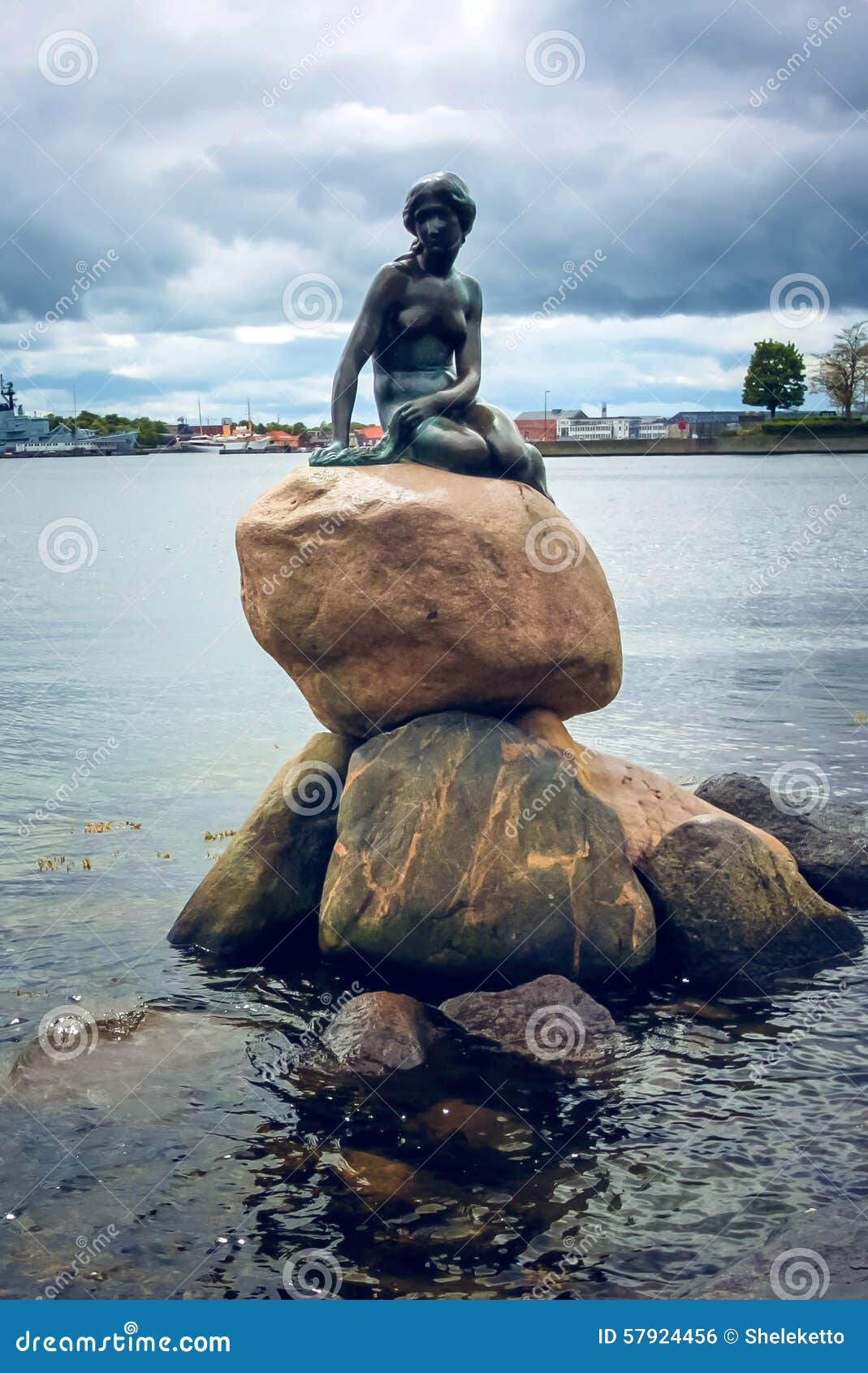 Vertical Little Mermaid, Copenhagen, Denmark Editorial Photo - Image of ...