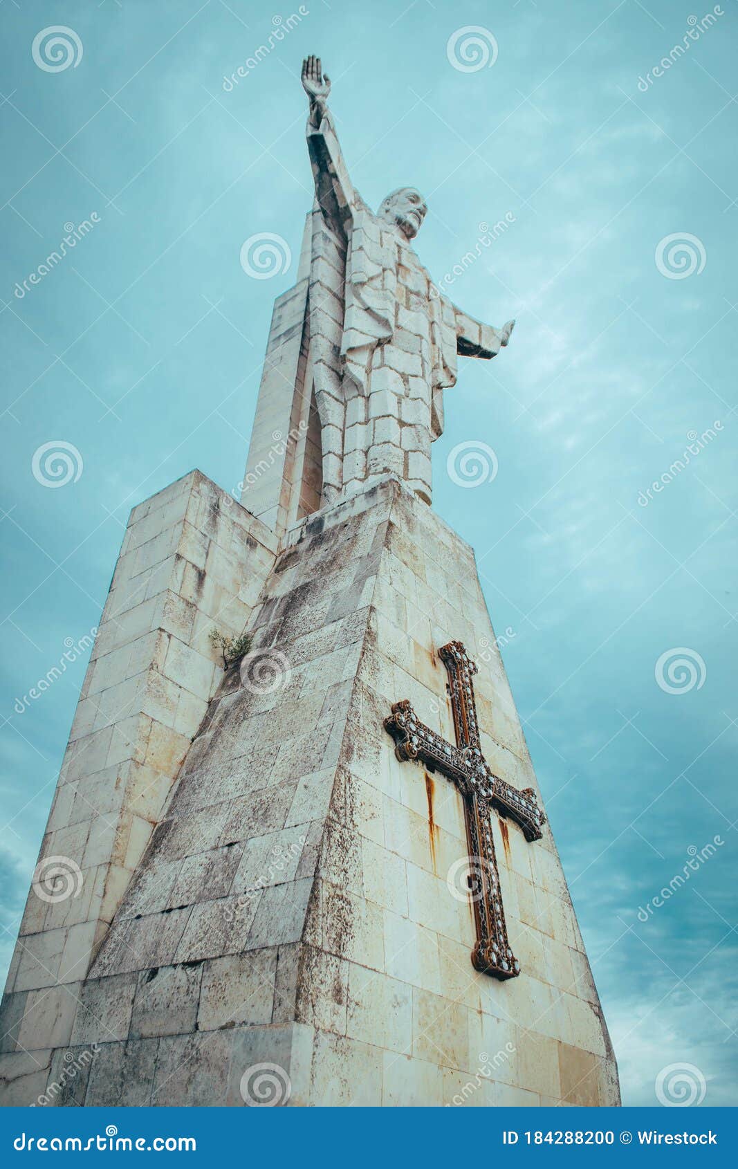 vertical low angle shot of sagrado corazon constante monument in spain