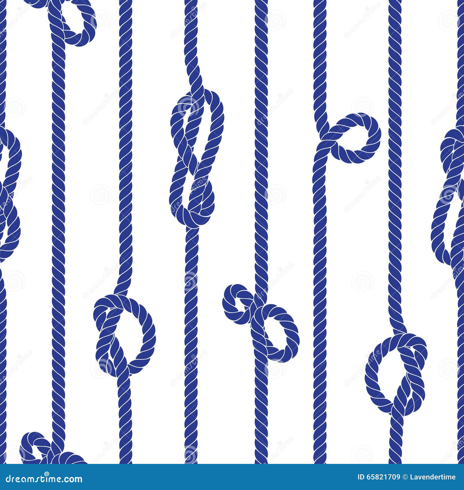 Vertical Marine Rope With Knots Seamless Vector Pattern Stock Vector