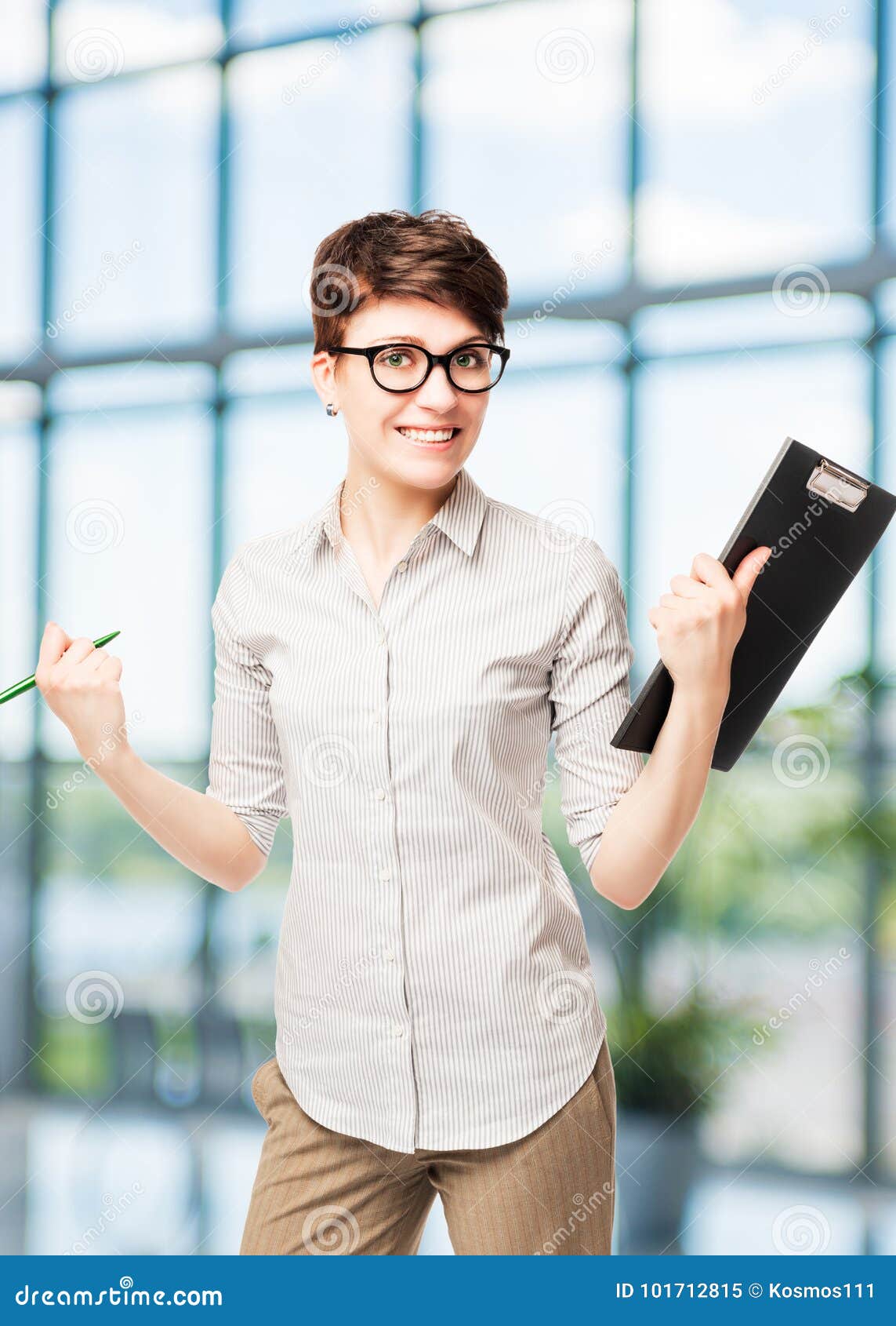 Vertical Portrait Of A Happy Successful Business Woman Stock Image