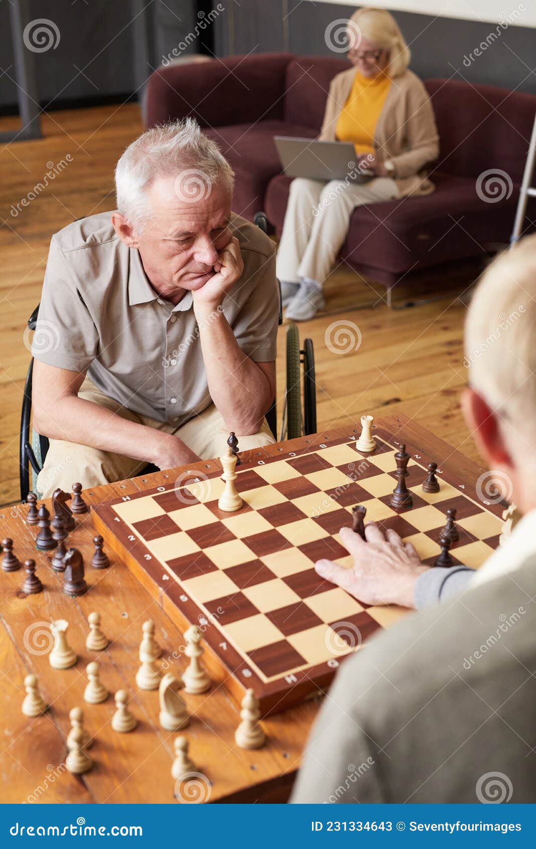 People Playing Chess in Retirement Home Stock Image - Image of senior,  people: 231334643