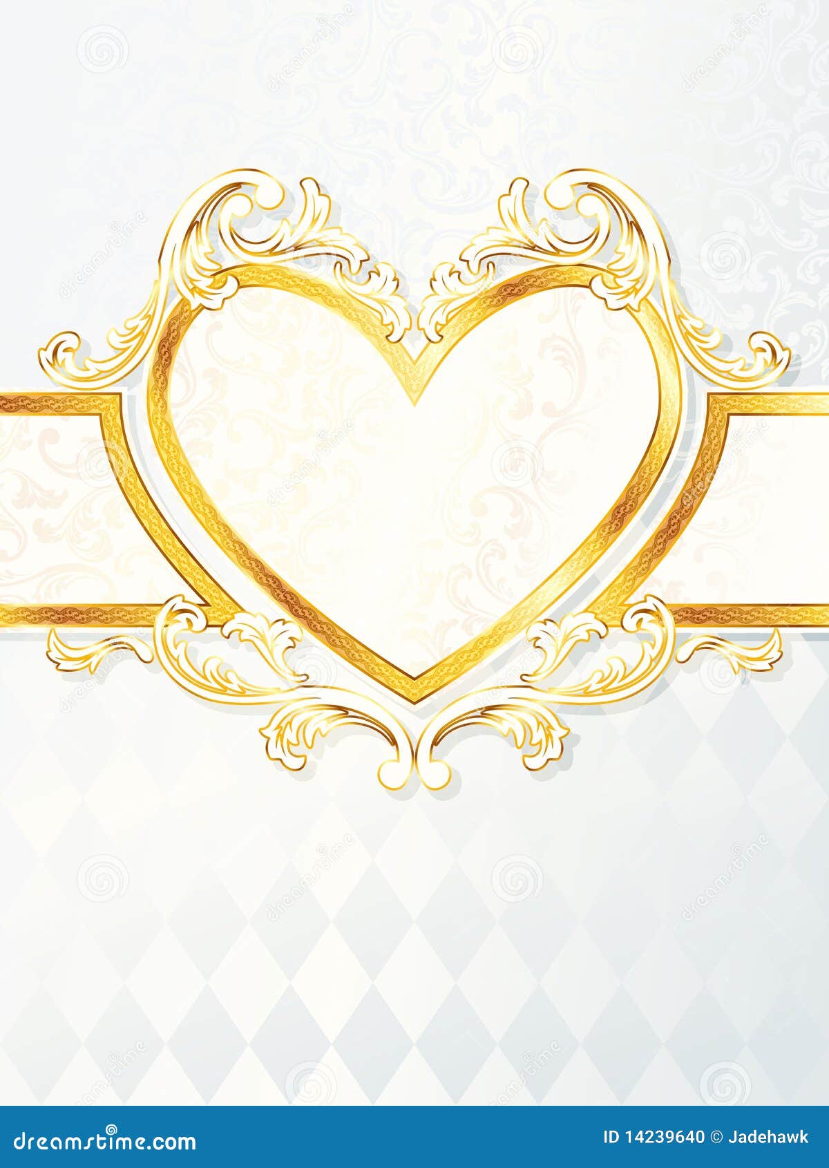Vertical Rococo Wedding Banner With Heart Emblem Stock Vertical Rococo Wedding Banner With Heart Emblem Stock