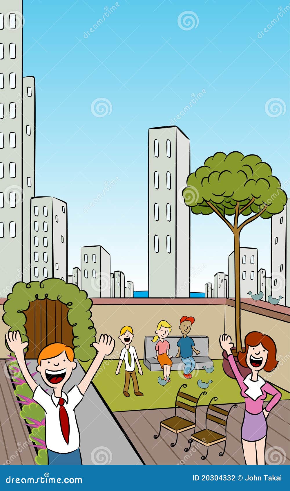 Vertical Rooftop City Garden Stock Vector Illustration of downtown