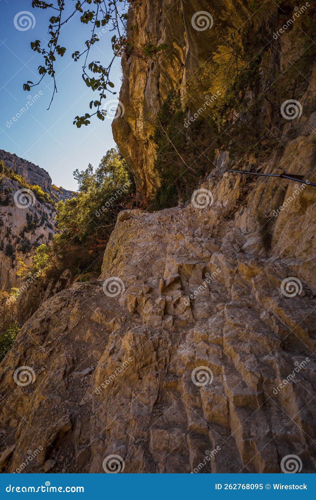 vertical of the rugged mountains in the blanc-martel trail in la palud-sur-verdon, france