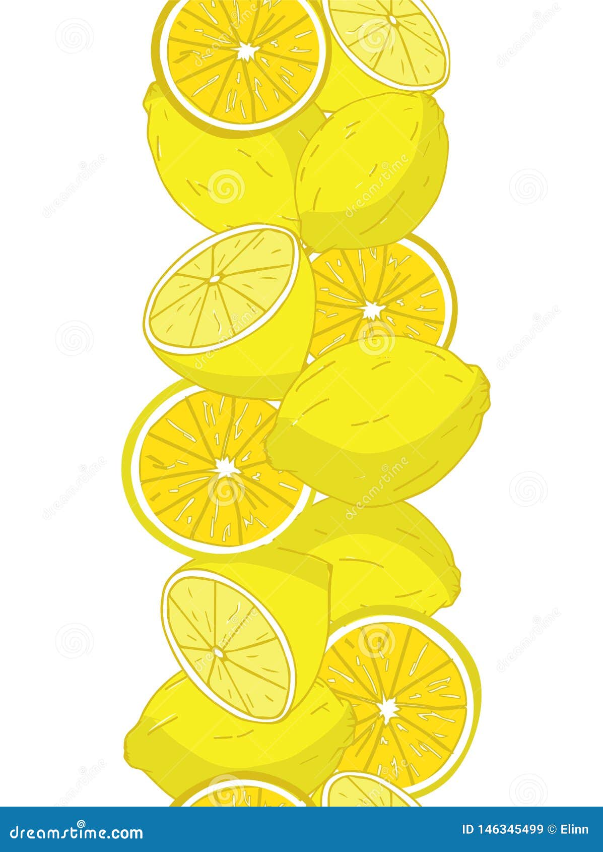Vertical Seamless Border Pattern with Lemons Stock Vector ...