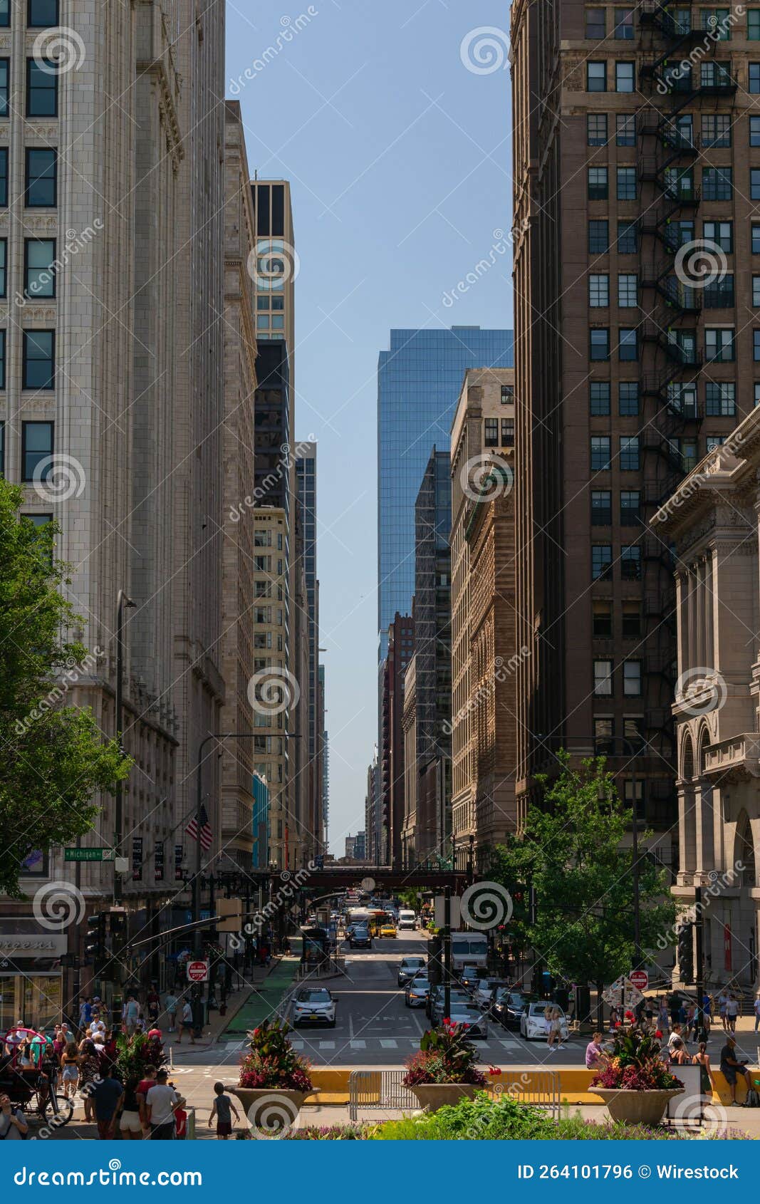 Vertical Shot of Chicago Streets from Viewpoint in Millennium Park