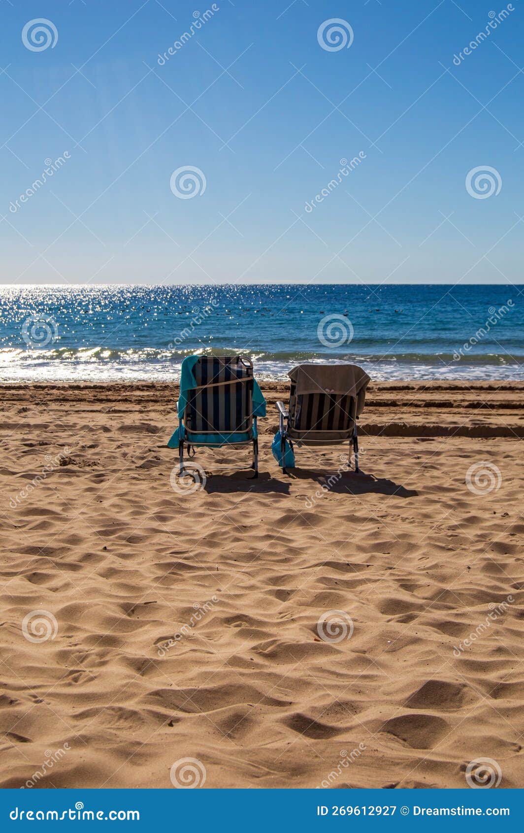 Vertical Shot of the Couches by the Beach Stock Image Image of