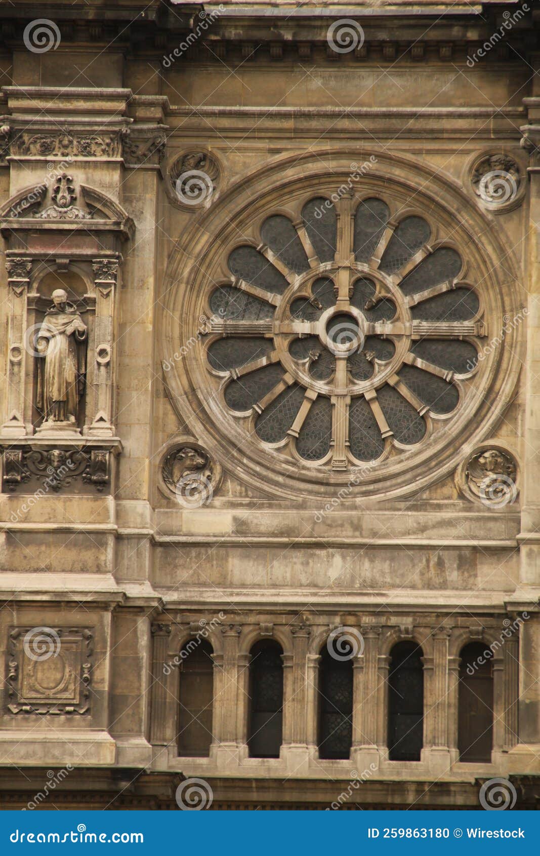 Vertical Shot of a Facade of a Religious Building in Paris Stock Photo