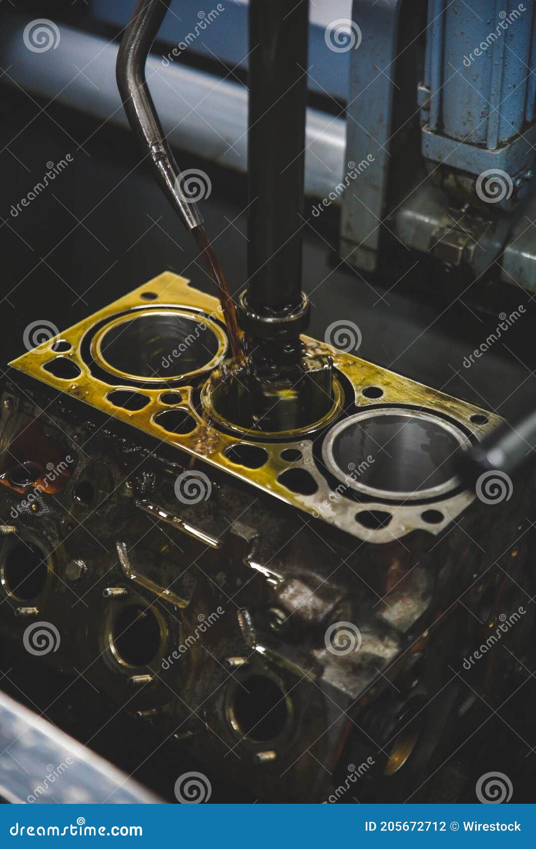 Vertical Shot of Honing a Motor Cylinder Stock Photo Image of