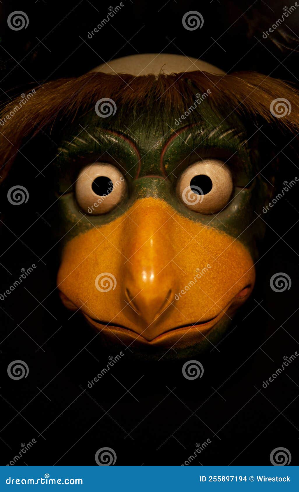 Vertical Shot of a Japanese Kappa Mask Used in Noh Isolated on a Black Background Stock Photo - of isolated, decorative: 255897194