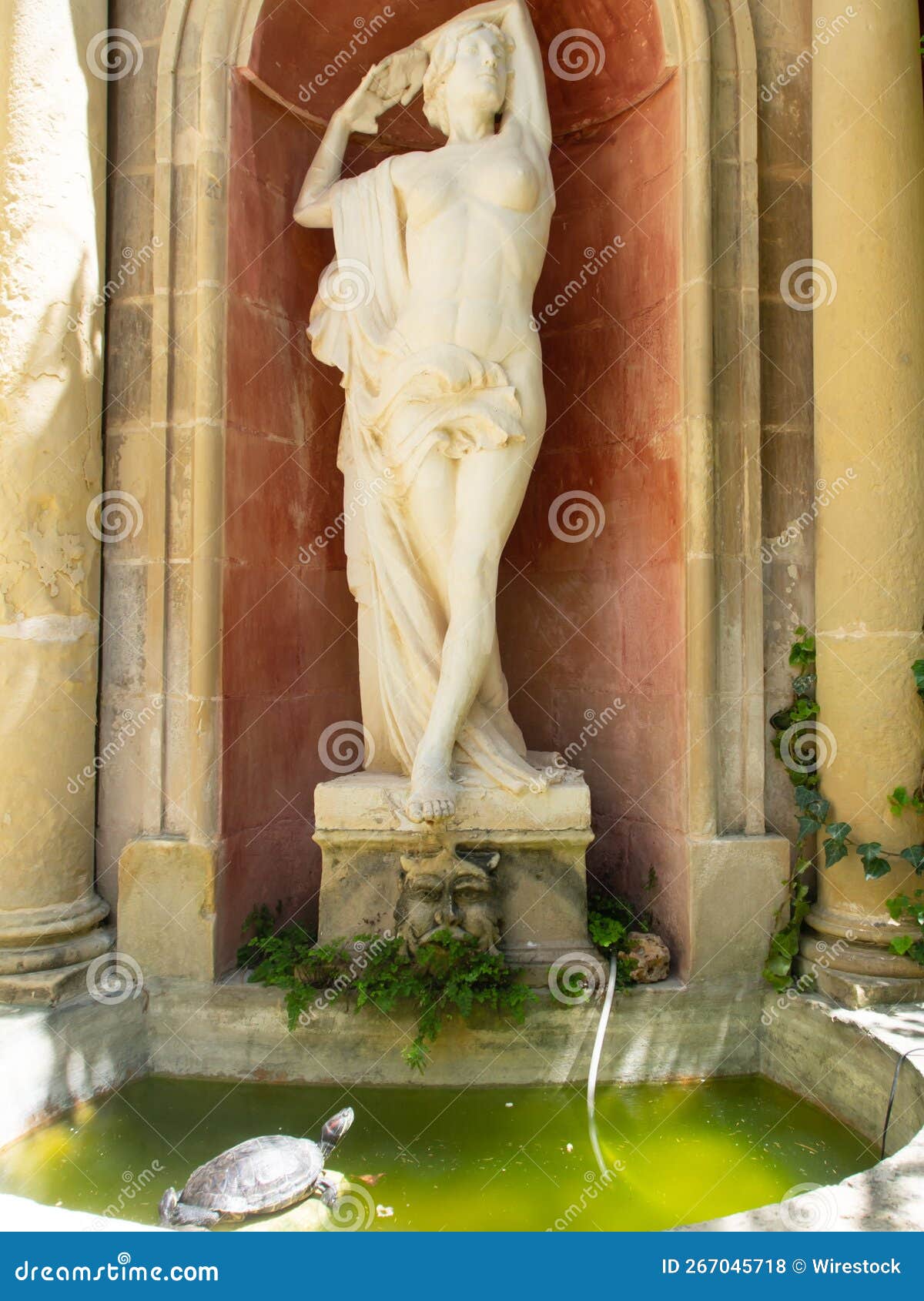 Vertical Shot of a Statue of a Female in Valletta, Malta Stock Photo