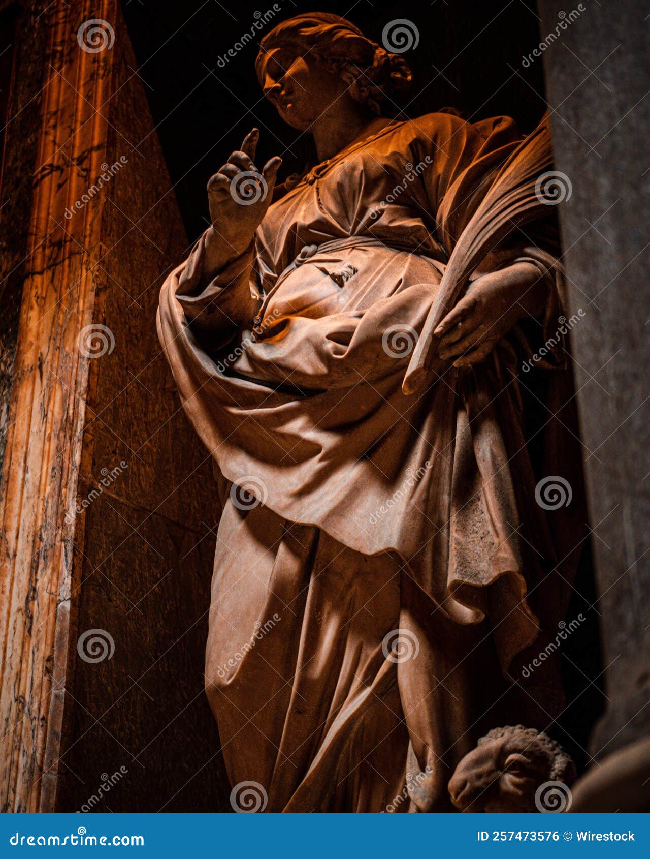 Vertical Shot of the Statues Inside the Pantheon, Rome Stock Photo