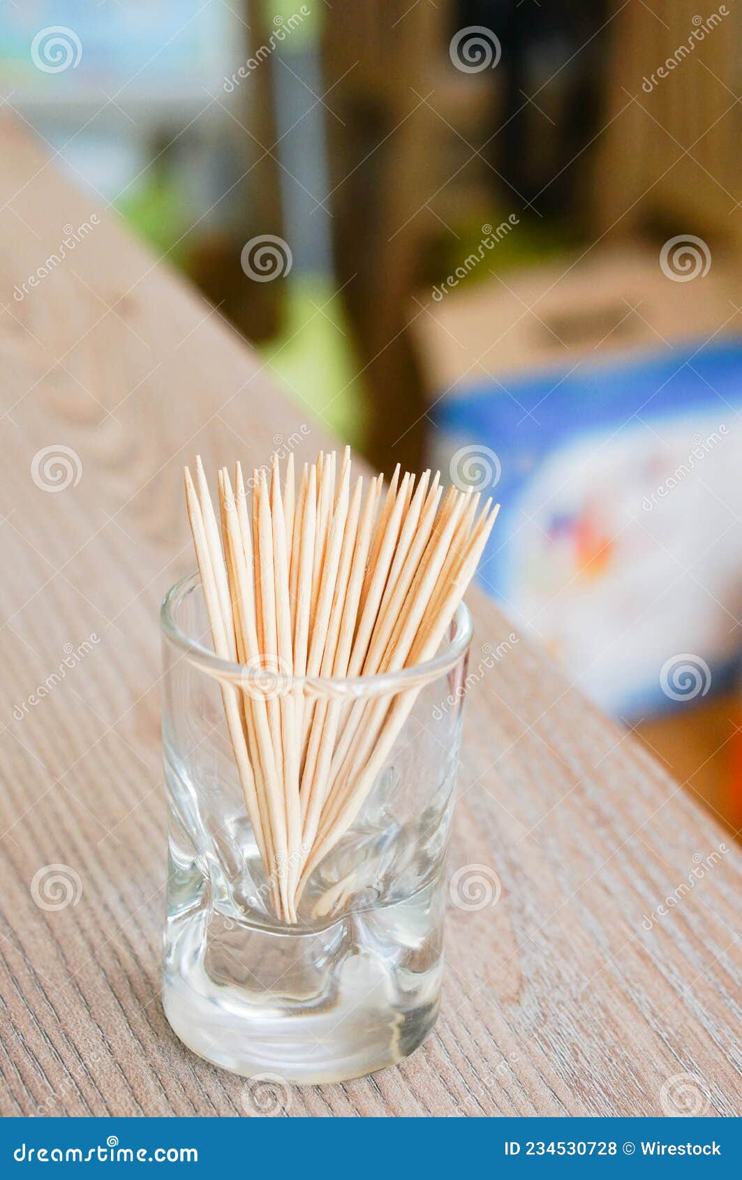 Vertical Shot of Toothpicks in a Small Glass Jar Stock Photo Image of