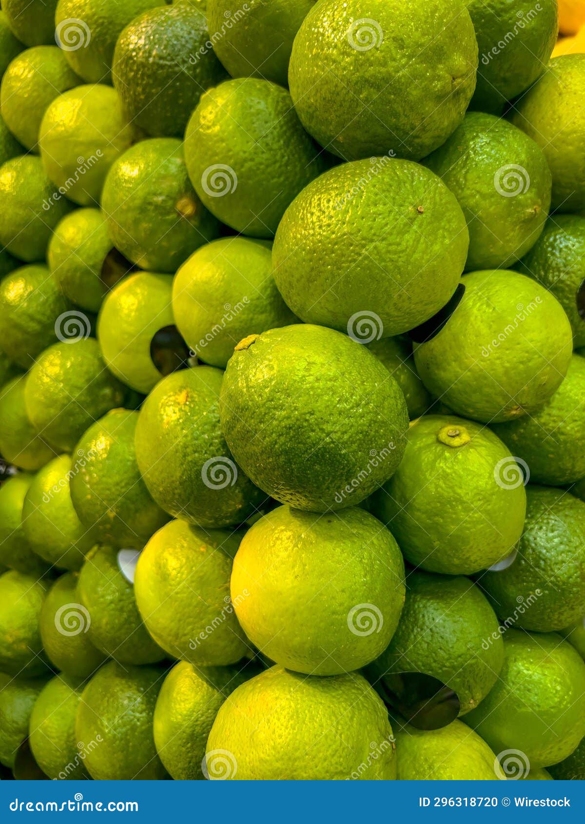 Vertical of a Stack of Limes at a Market Stock Photo Image of