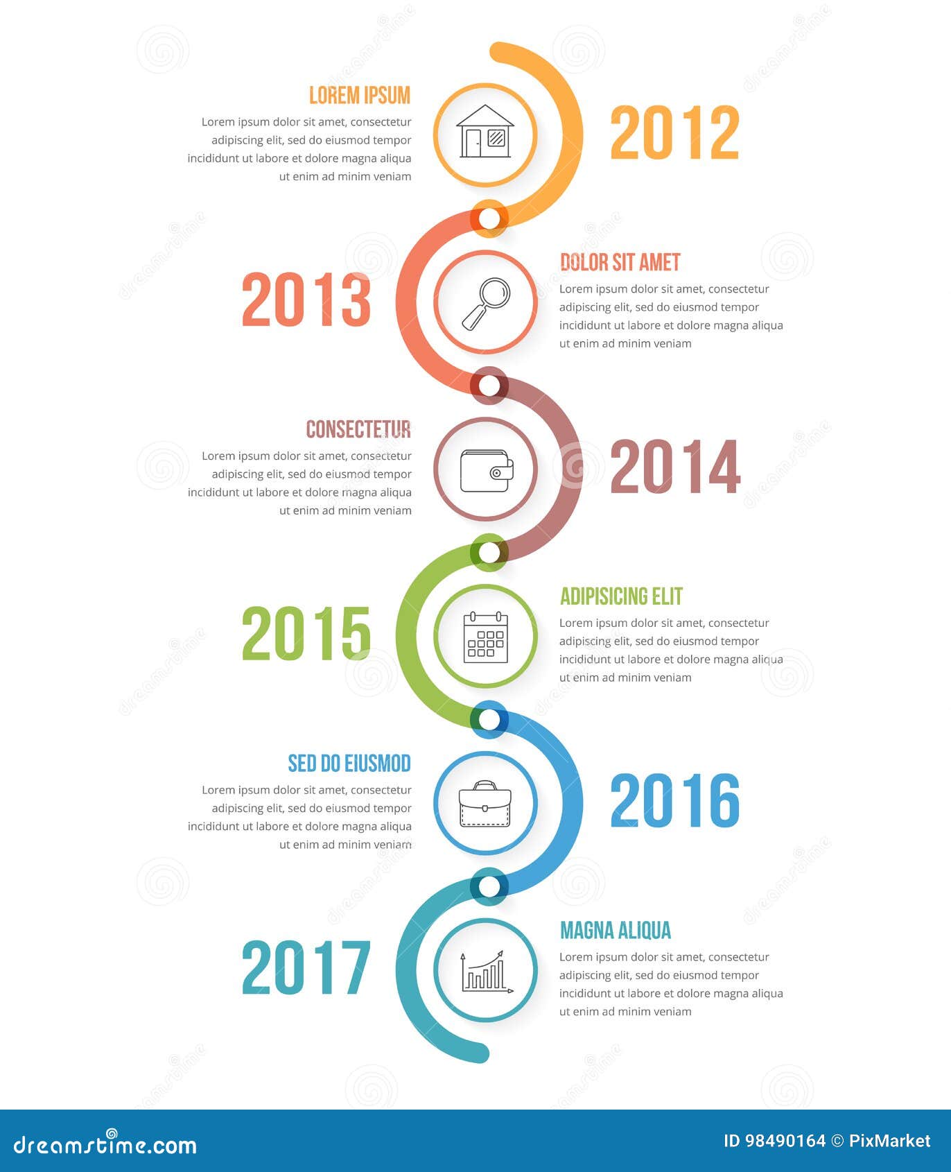 Vertical Timeline stock vector. Illustration of diagram ...