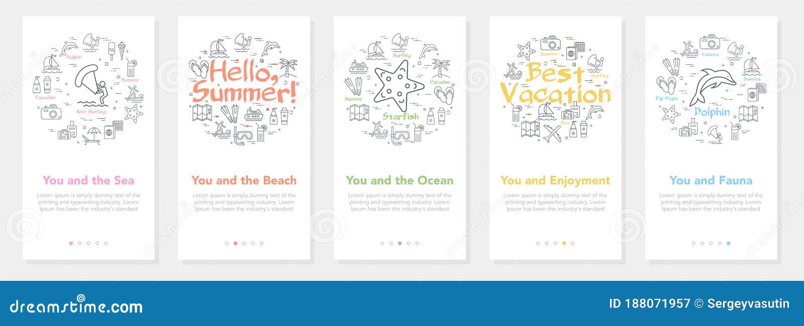 Download Vertical Vector Summer Five Banners - Hello Summer And Best Vacation Stock Vector - Illustration ...