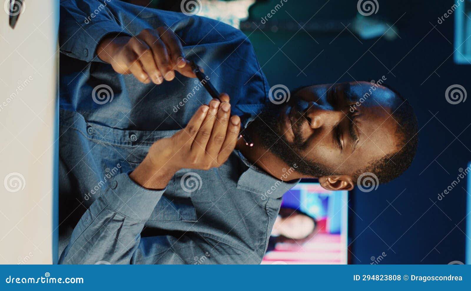 Vertical Video Content Creator Reviewing Smartphone Stock Footage