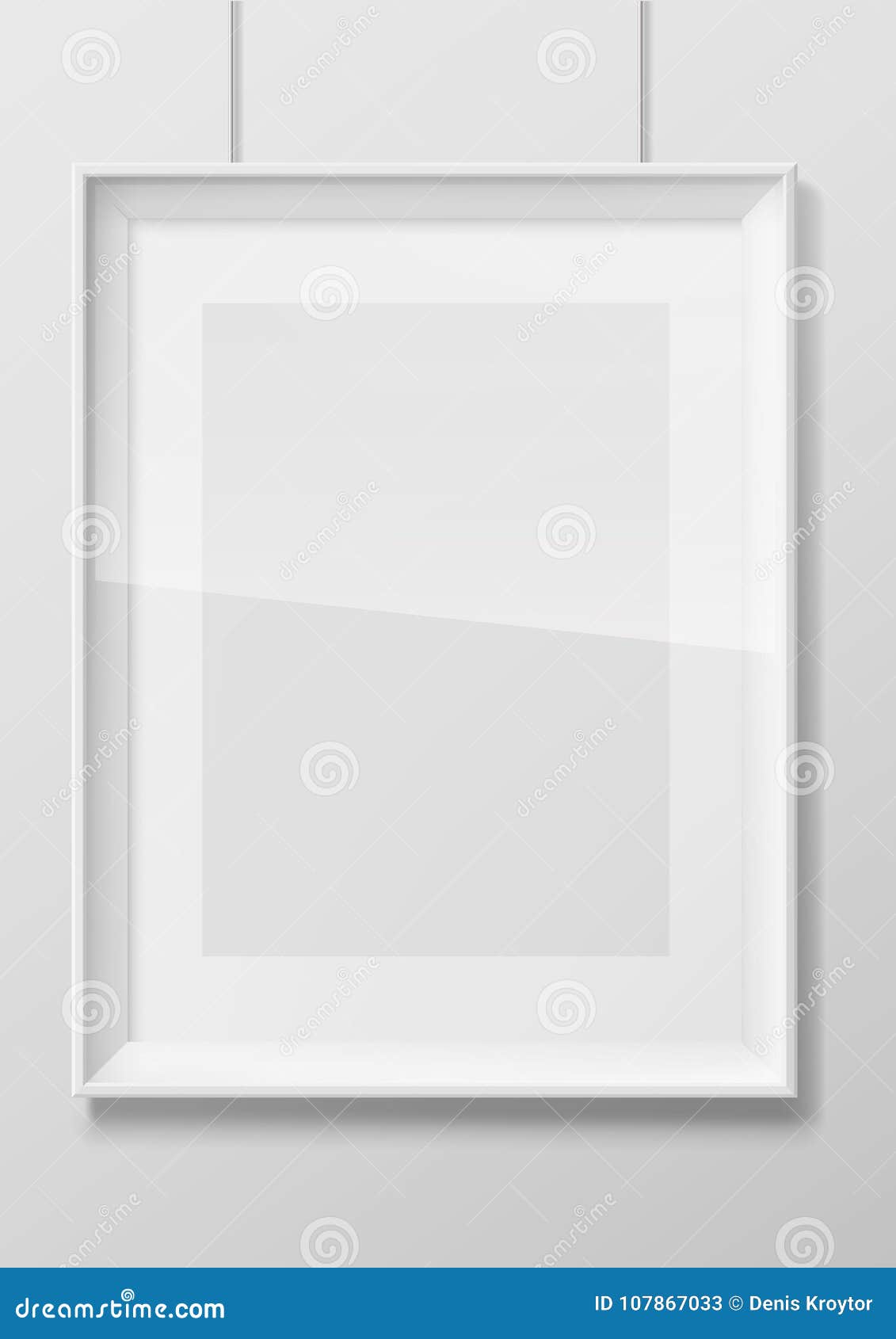 Vertical White Photo Frame with Glass Stock Vector Illustration of
