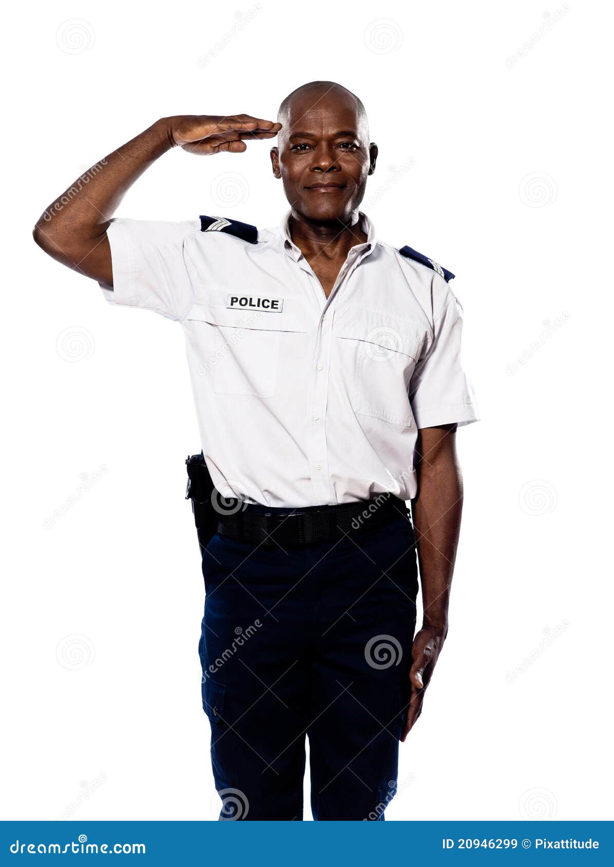 Verticale De La Salutation De Policier Image stock Image du sourire