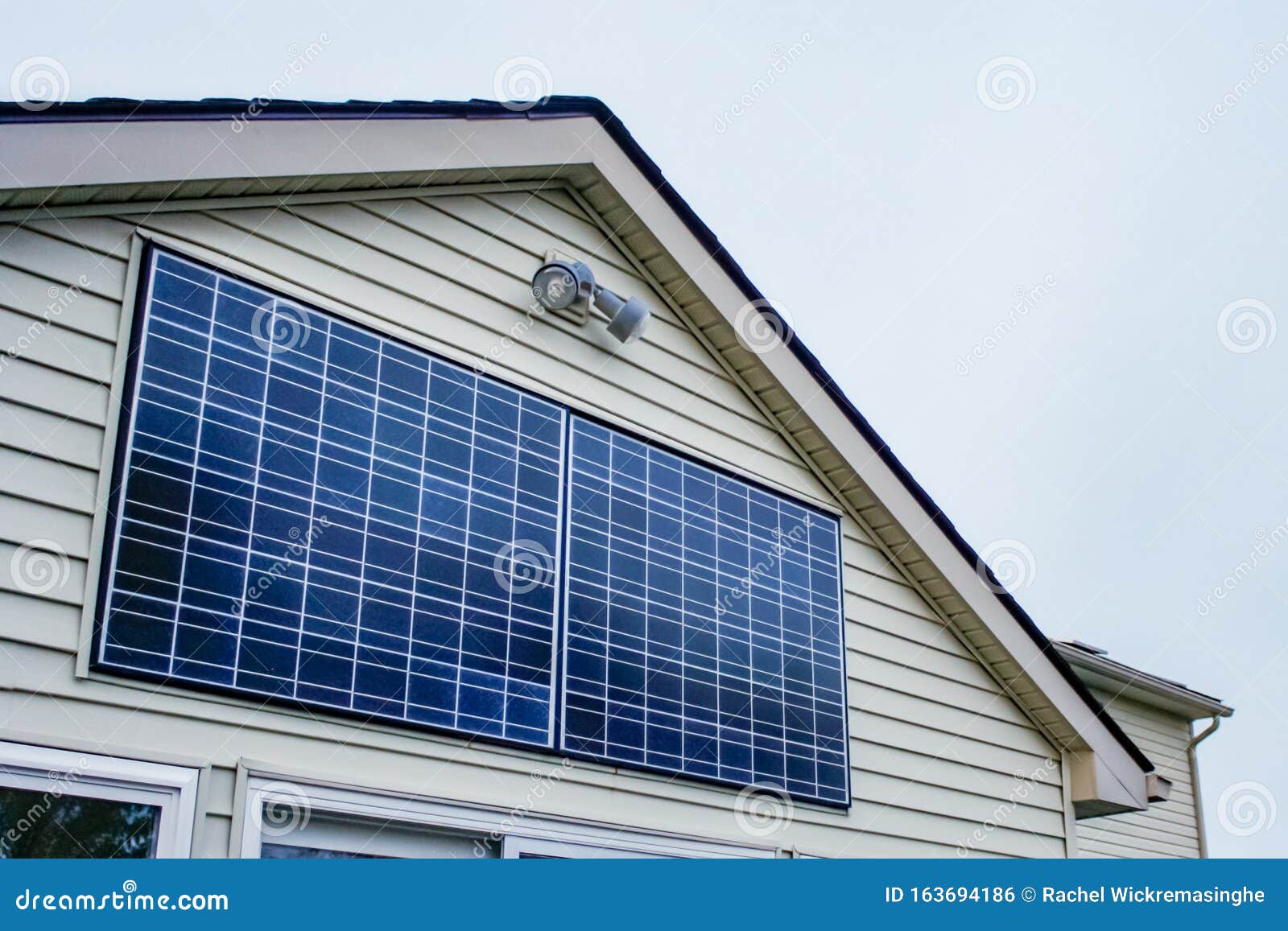 Vertically Mounted Home Solar Panels Stock Photo Image of backside