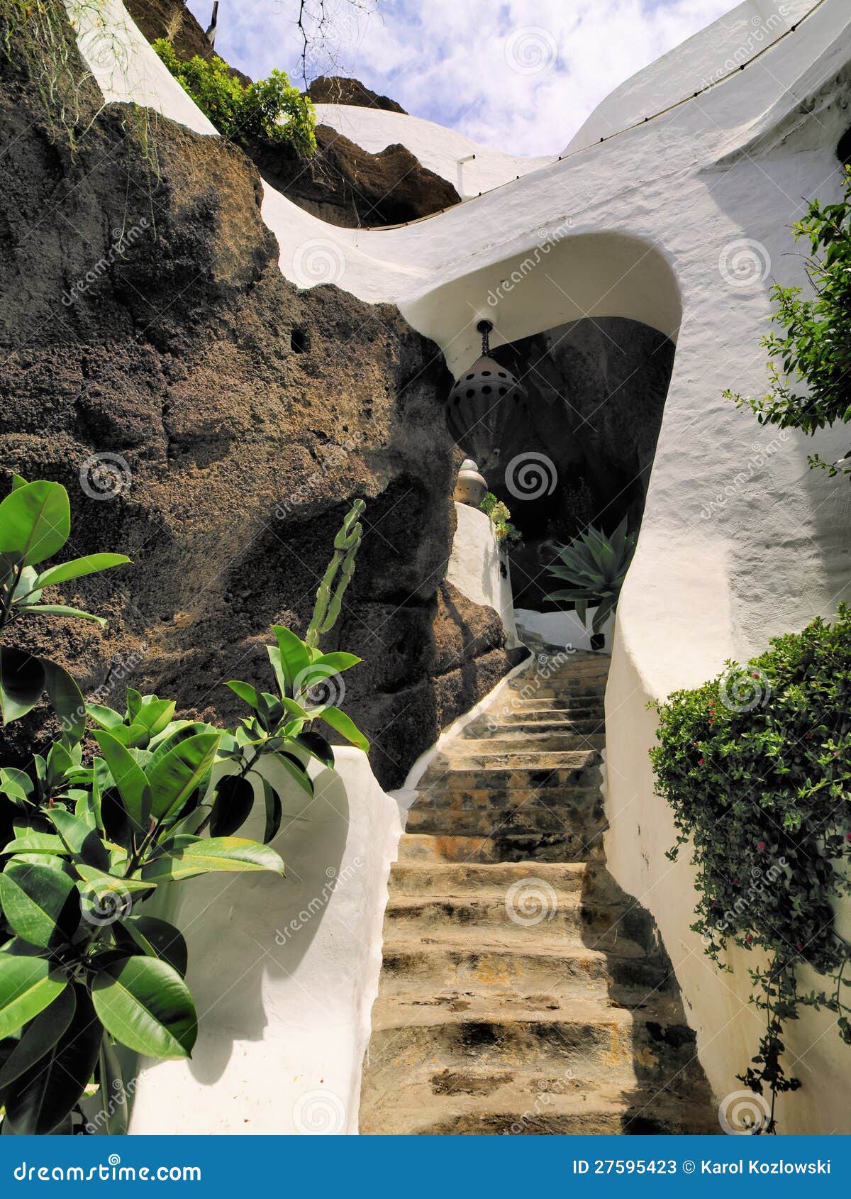 Vertraging-o-breng in de war. Woonplaats op Lanzarote, Canarische Eilanden, Spanje.