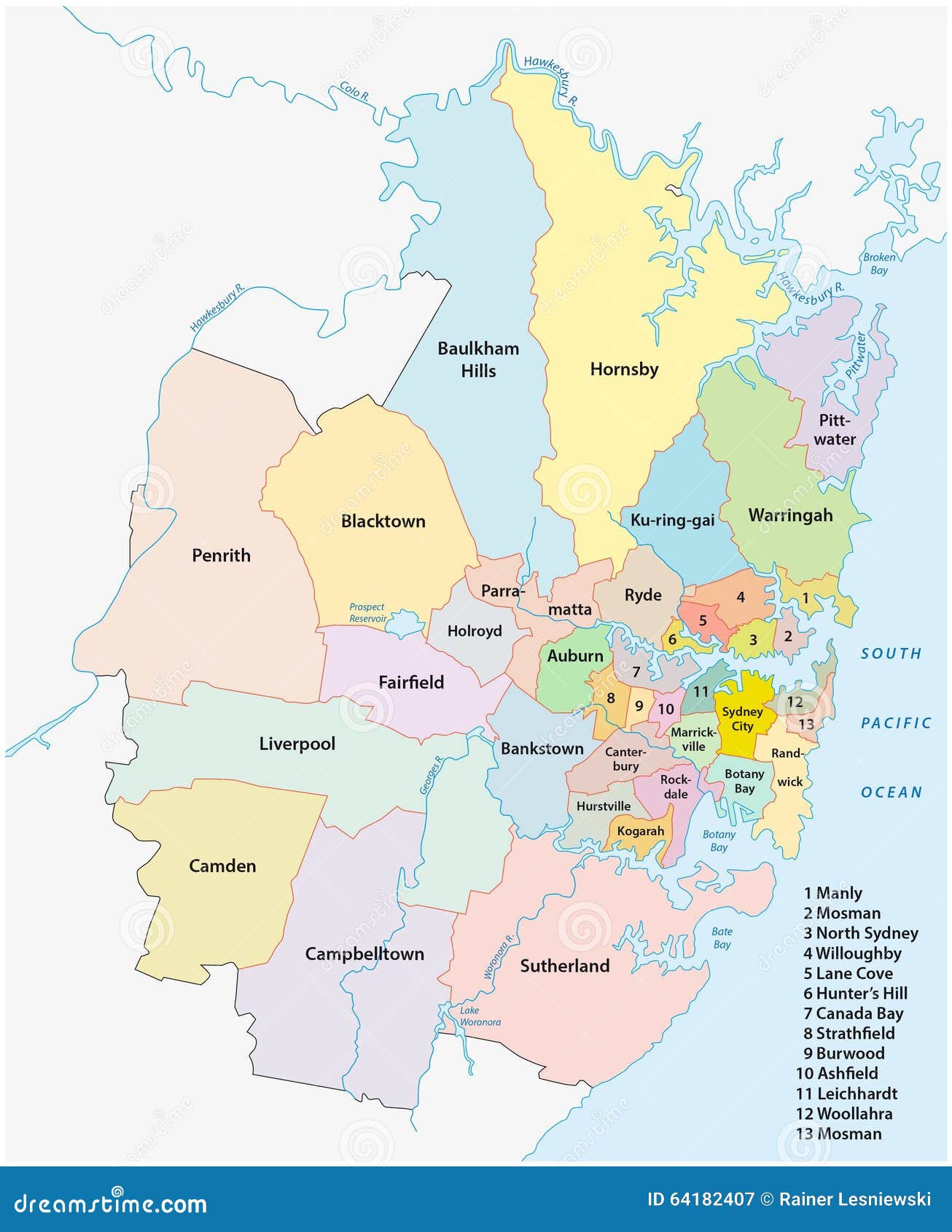 Verwaltungskarte Sydney stock abbildung. Illustration von bereich