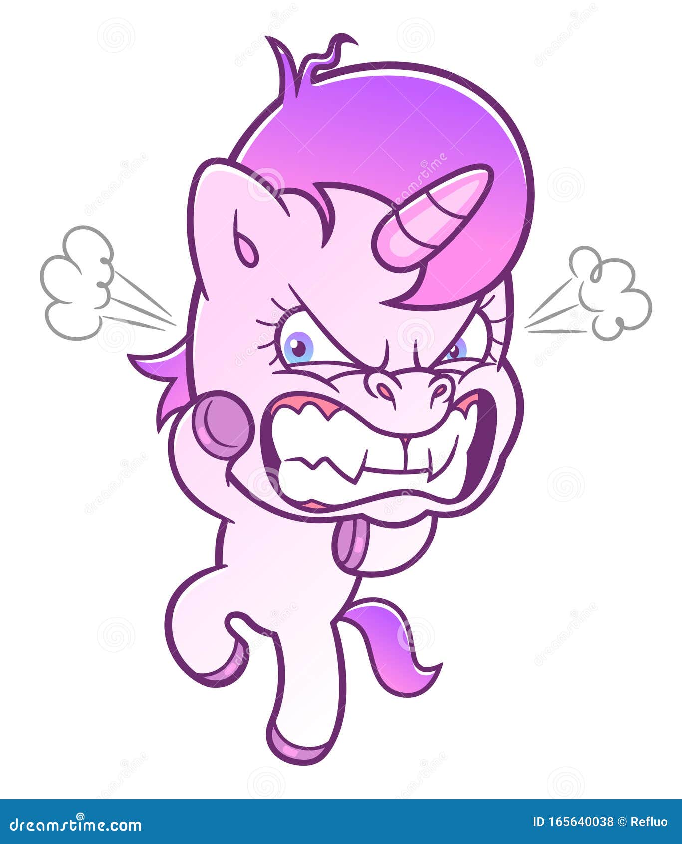 Download Very angry cute unicorn stock vector. Illustration of cute ...