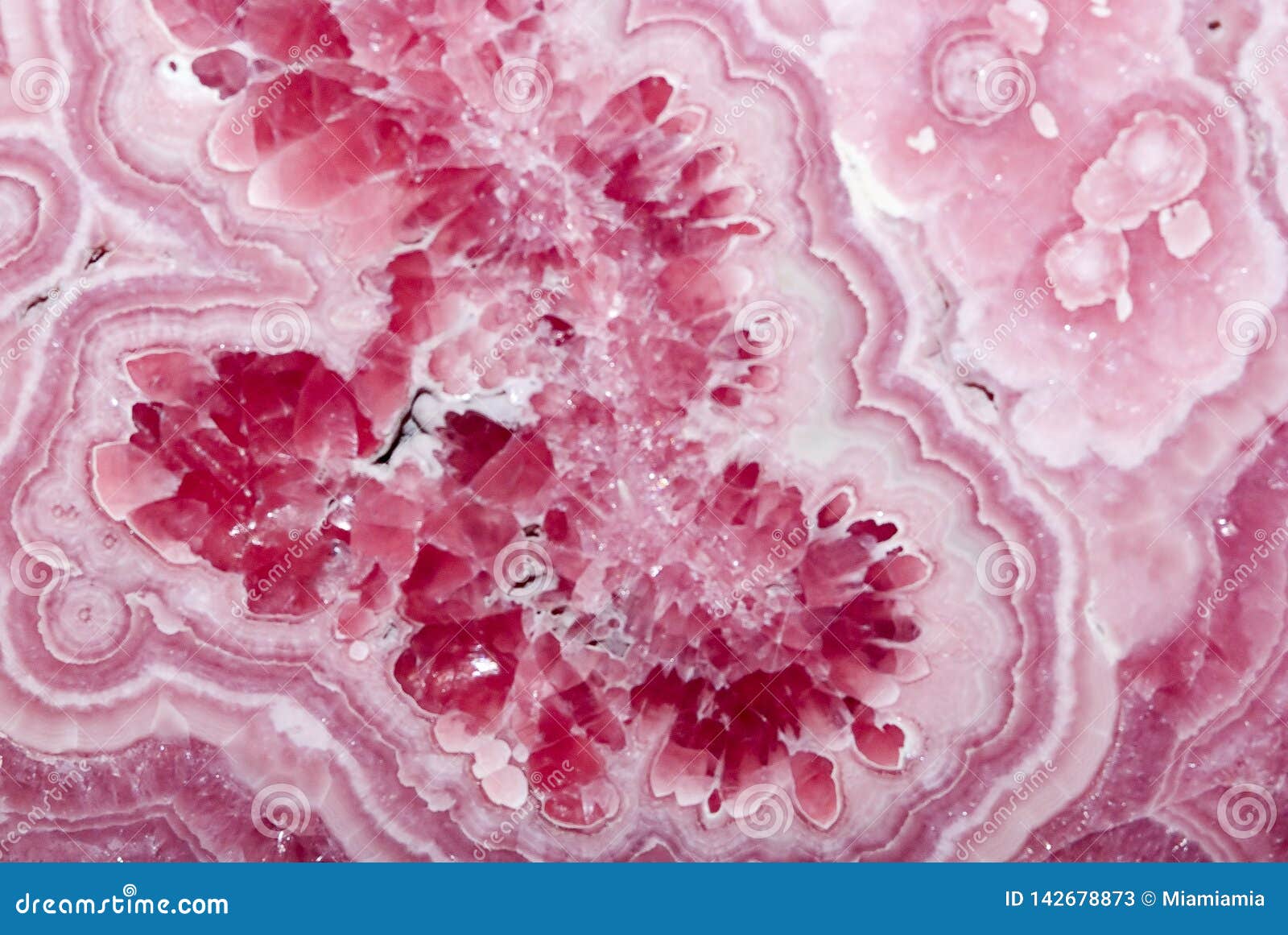 rhodochrosite rose-colored mineral, close up.