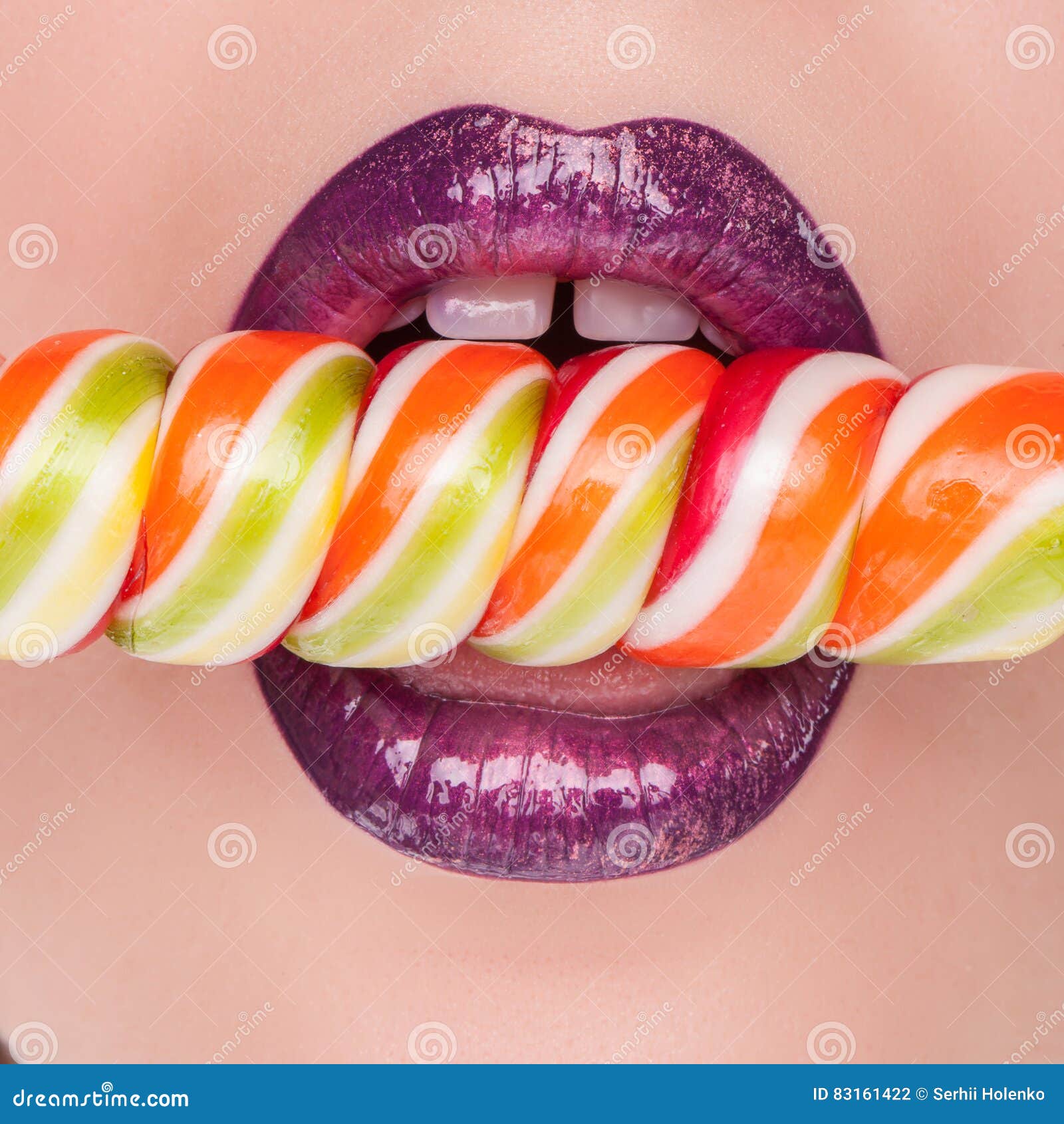 Very Beautiful Red Lips on White Background. Stock Photo Image of