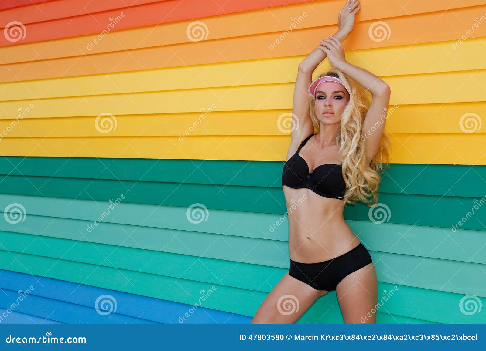 Very Beautiful Woman In The Fantastic Colourful Dress On The Colourful