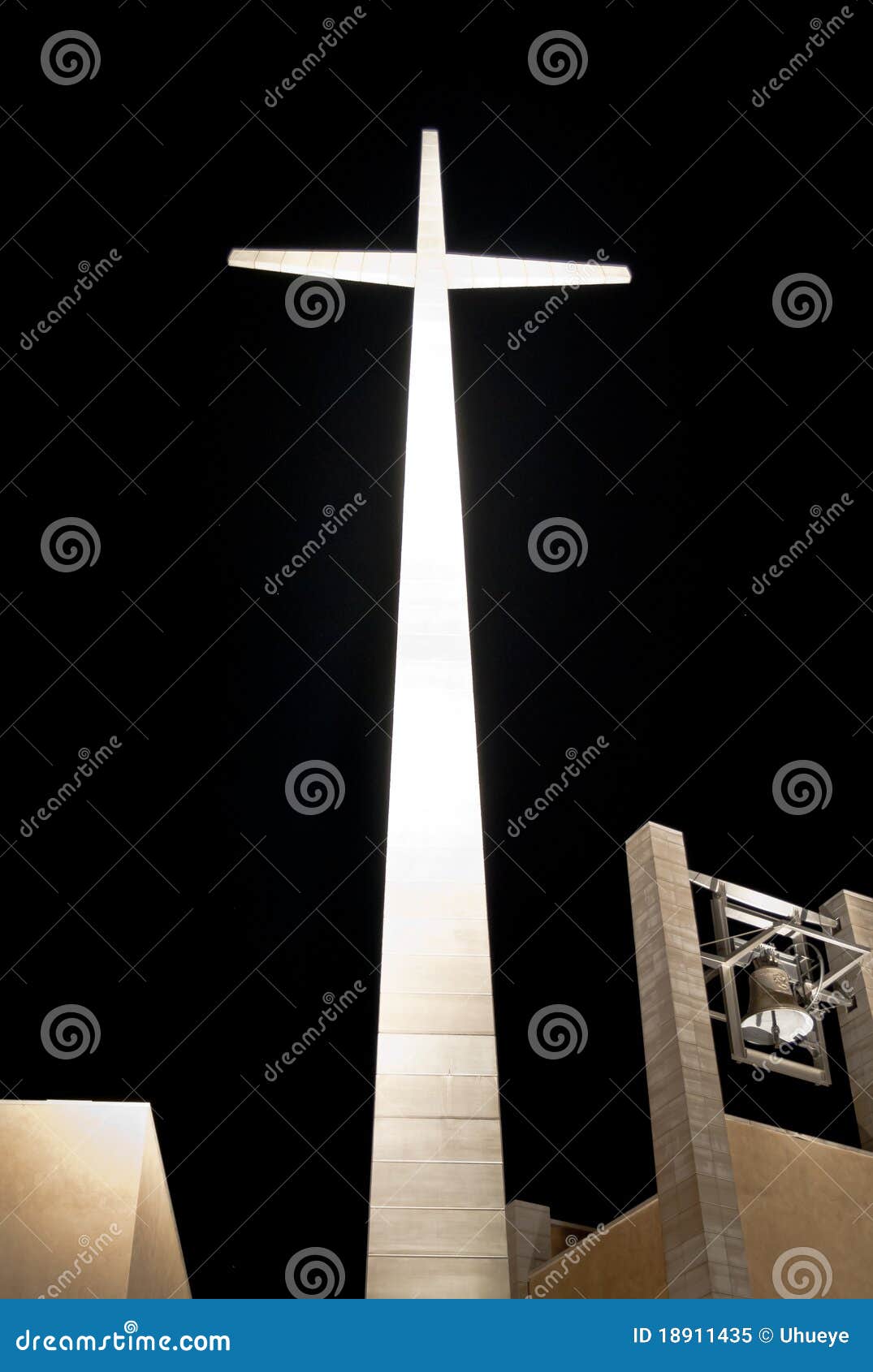 The Very Big Cross Lighting at Night Stock Image Image of illuminated