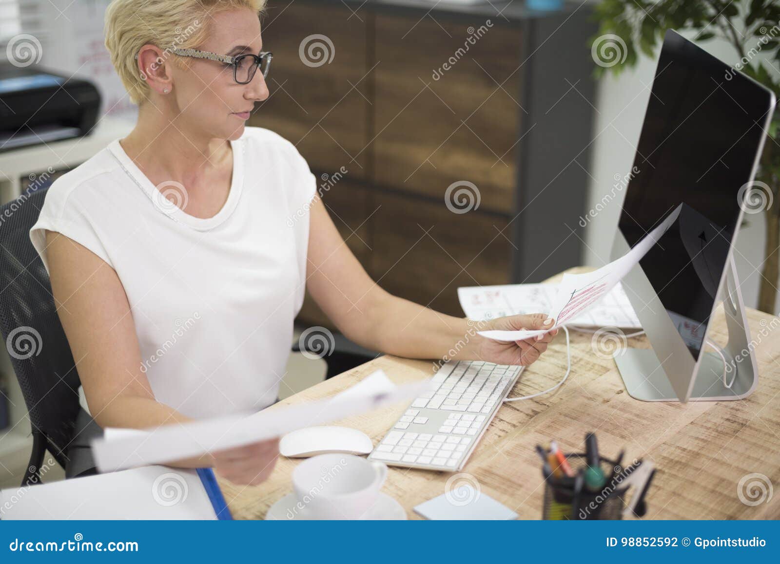 Working Woman in the Office Stock Photo Image of away, corporation